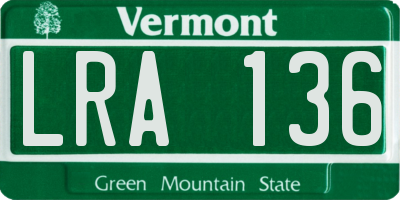 VT license plate LRA136