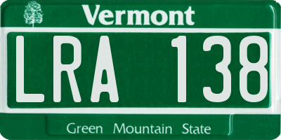 VT license plate LRA138