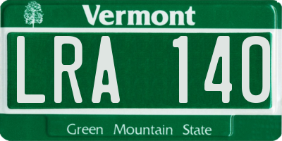 VT license plate LRA140