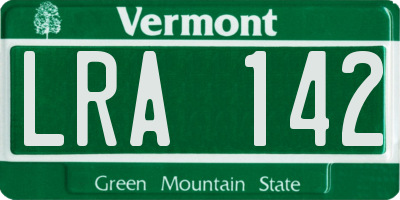 VT license plate LRA142