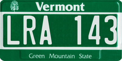 VT license plate LRA143