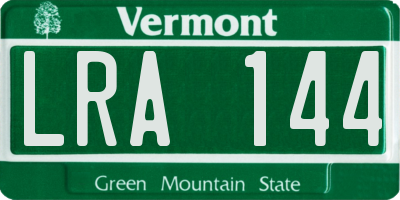 VT license plate LRA144