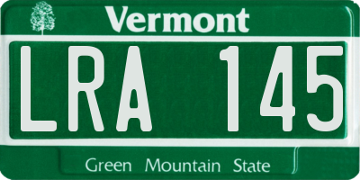VT license plate LRA145