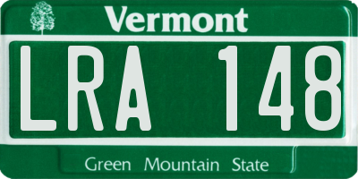 VT license plate LRA148