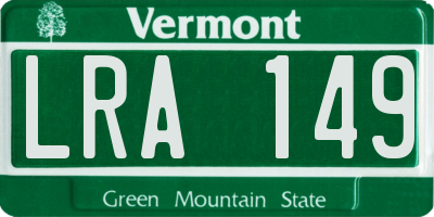 VT license plate LRA149