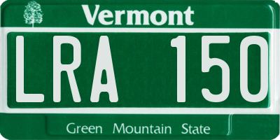 VT license plate LRA150