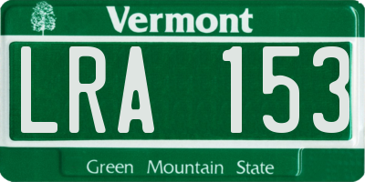 VT license plate LRA153