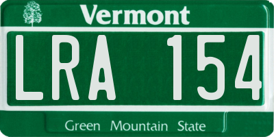 VT license plate LRA154