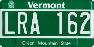 VT license plate LRA162