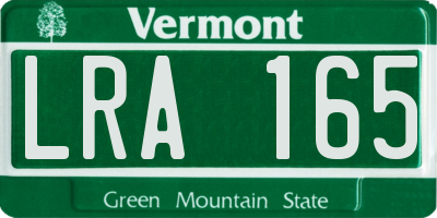 VT license plate LRA165