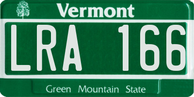 VT license plate LRA166