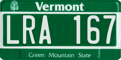 VT license plate LRA167