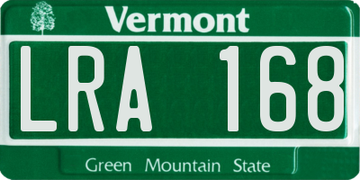 VT license plate LRA168