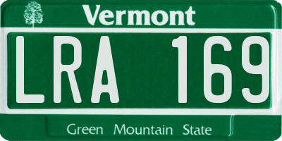 VT license plate LRA169