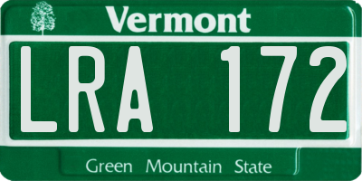 VT license plate LRA172