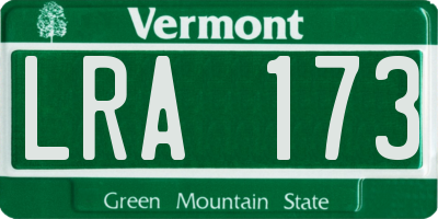VT license plate LRA173