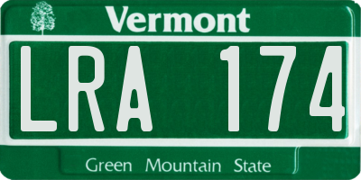 VT license plate LRA174
