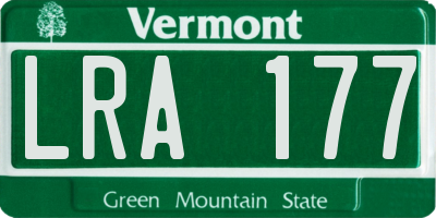 VT license plate LRA177