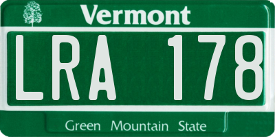 VT license plate LRA178