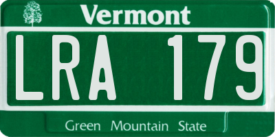 VT license plate LRA179