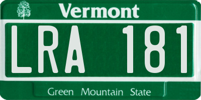 VT license plate LRA181