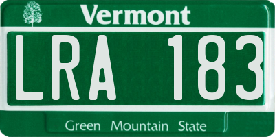 VT license plate LRA183