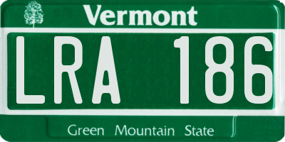 VT license plate LRA186
