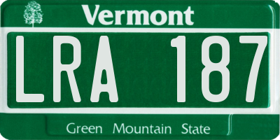 VT license plate LRA187
