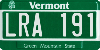VT license plate LRA191
