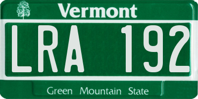 VT license plate LRA192