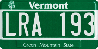 VT license plate LRA193