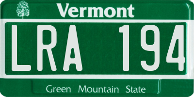 VT license plate LRA194