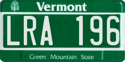 VT license plate LRA196
