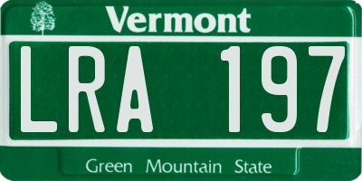 VT license plate LRA197