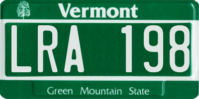 VT license plate LRA198