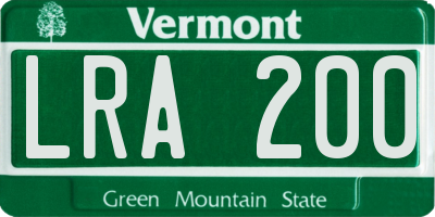 VT license plate LRA200