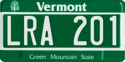 VT license plate LRA201