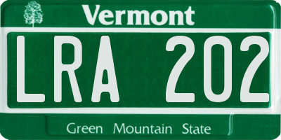 VT license plate LRA202