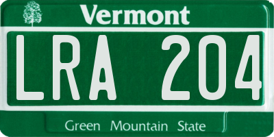VT license plate LRA204