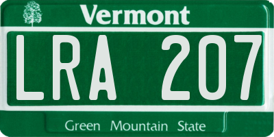VT license plate LRA207