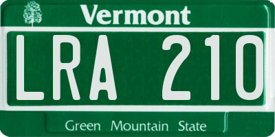 VT license plate LRA210