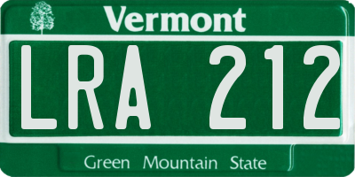 VT license plate LRA212