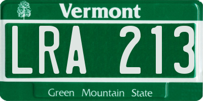 VT license plate LRA213