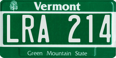 VT license plate LRA214