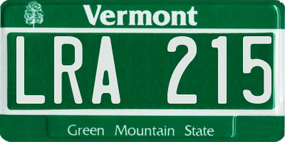 VT license plate LRA215