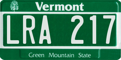 VT license plate LRA217