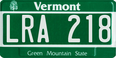 VT license plate LRA218