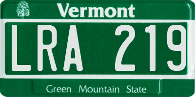 VT license plate LRA219