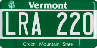 VT license plate LRA220