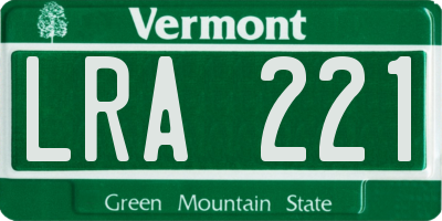 VT license plate LRA221